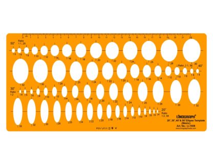 Li-1838 - 20, 30 ,40, 50 Degree Ellipse Template ( 62 Ellipses)