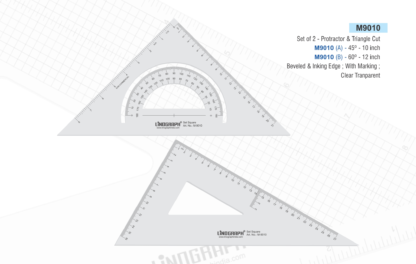 M9010-Set Square Protractor & Triangle Cut 10x12 Inches