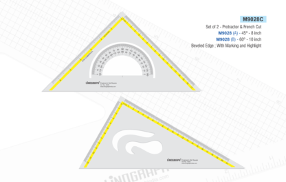 M9028C-Set Square Protractor & Curves Cut (Thick ) 8x10 Inches